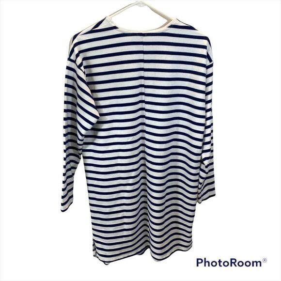 ASOS Oversized Navy and White Striped Long Sleeved Tee Shirt Dress Size 6 - Picture 7 of 11
